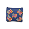 American Flags with Gold Outline Leather Mallet Headcovers - Ocean Blue