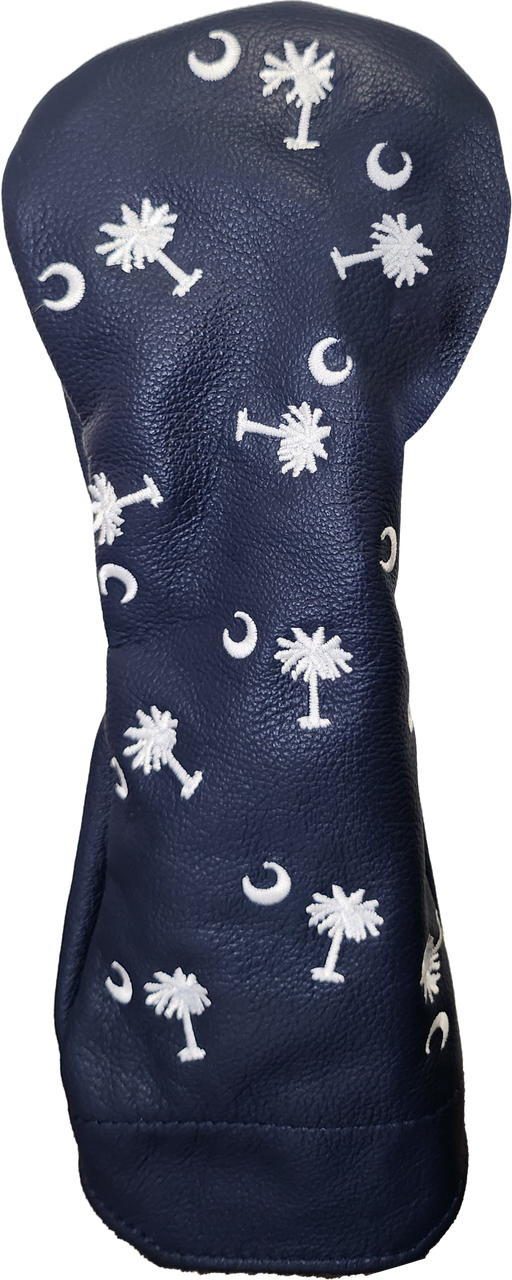Navy American Leather with Embroidery of the Palmetto Crescent, South Carolina