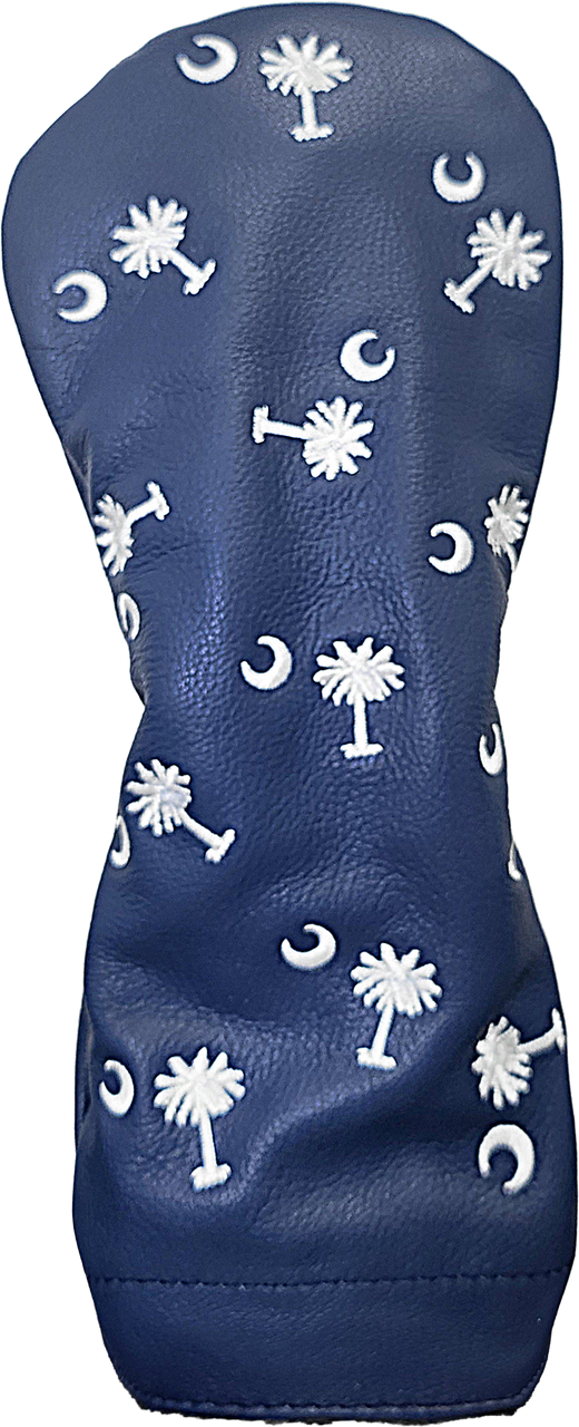 Ocean Blue American Leather with Embroidery of the Palmetto Crescent, South Carolina