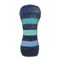 Signature Four Stripe Driver Leather Golf Headcovers - Navy w/Blue Stripes/Navy Back