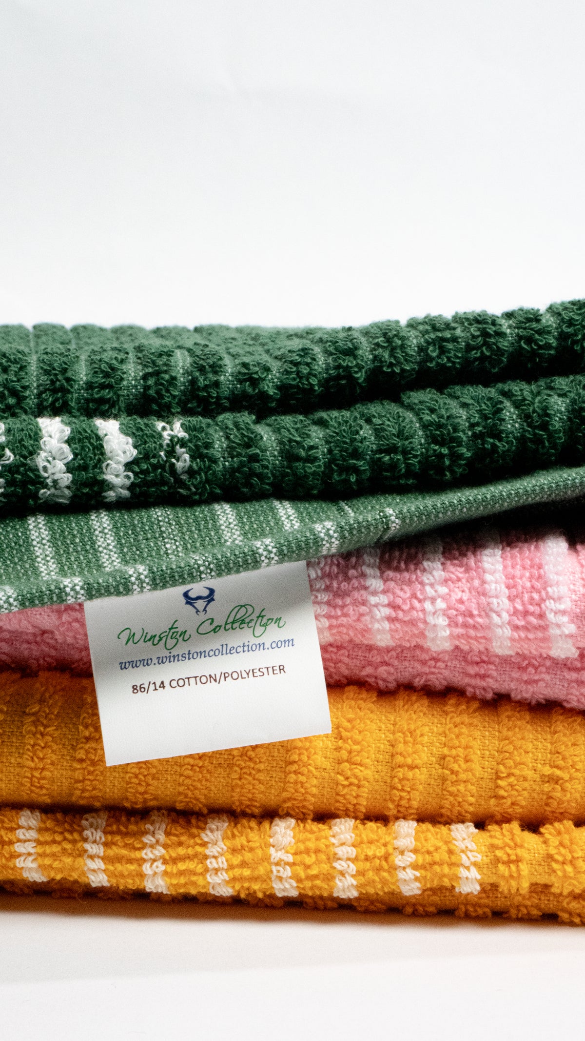 Golf Tour Towels Solid Colors with White Stripes - Green with White Stripes