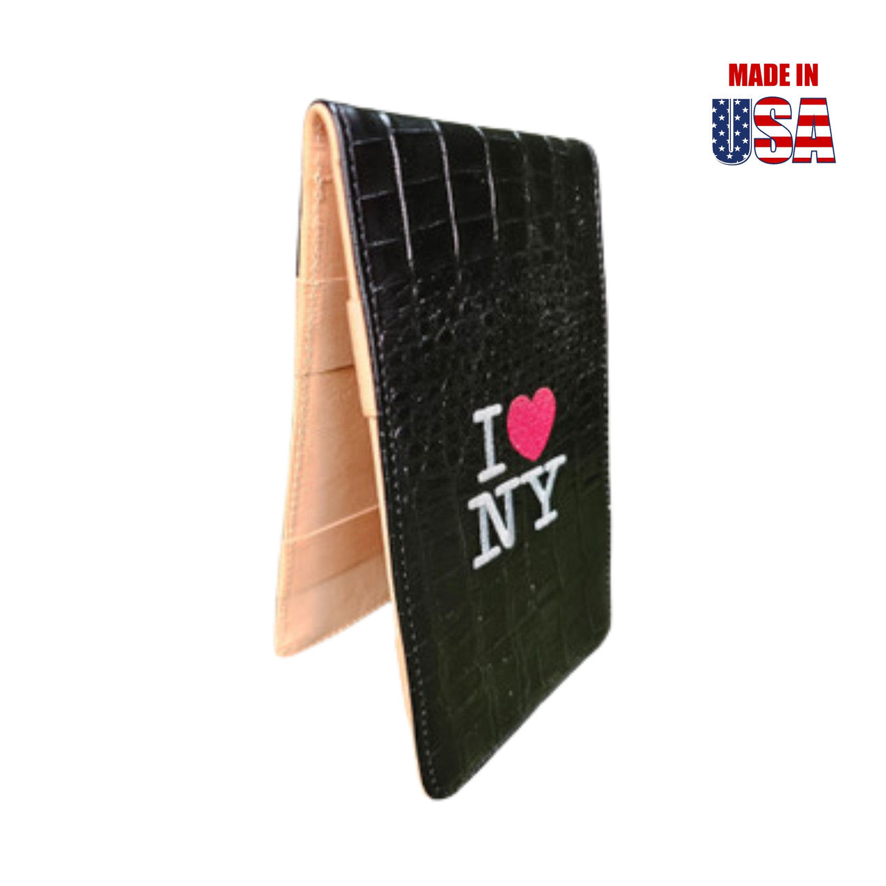 Scorecard Holder & Yardage Book, Statue of Liberty & New York on Black Alligator 2