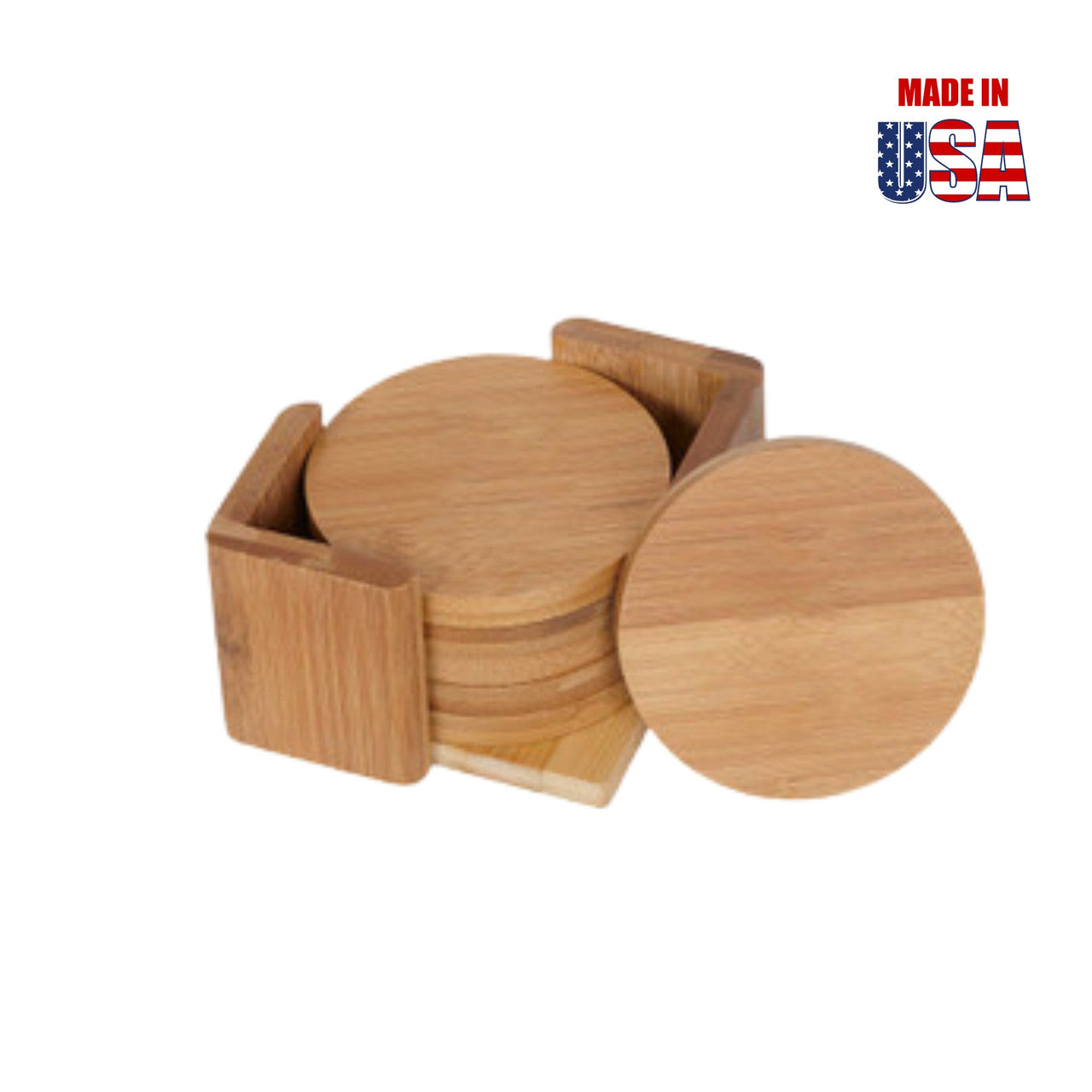 Rounded Bamboo Coaster set of 6 coasters