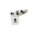 Blade/Boot Style Putter Cover in White American Leather with Dancing Skull Embroidery