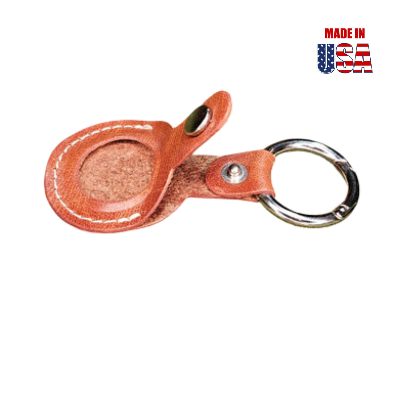Leather Air Tag Fob with secure carabiner 4