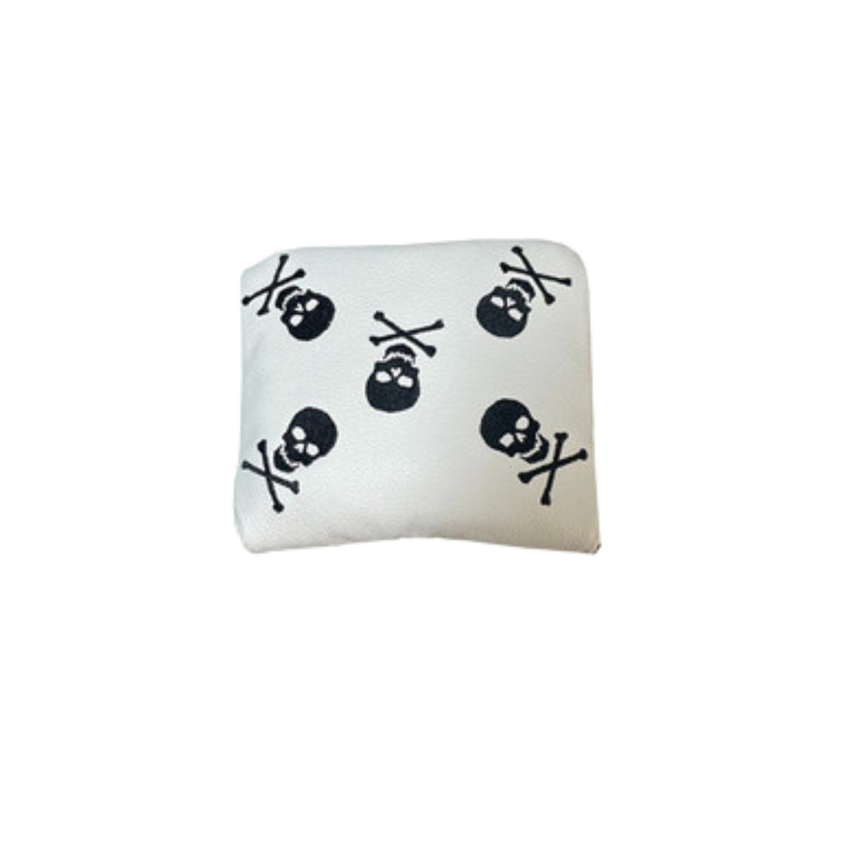 Universal Mallet Putter Covers in White American Leather with Dancing Skull Embroidery