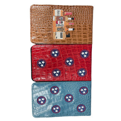 Scorecard Holder & Yardage Book, Spider and It's Web on Black Alligator