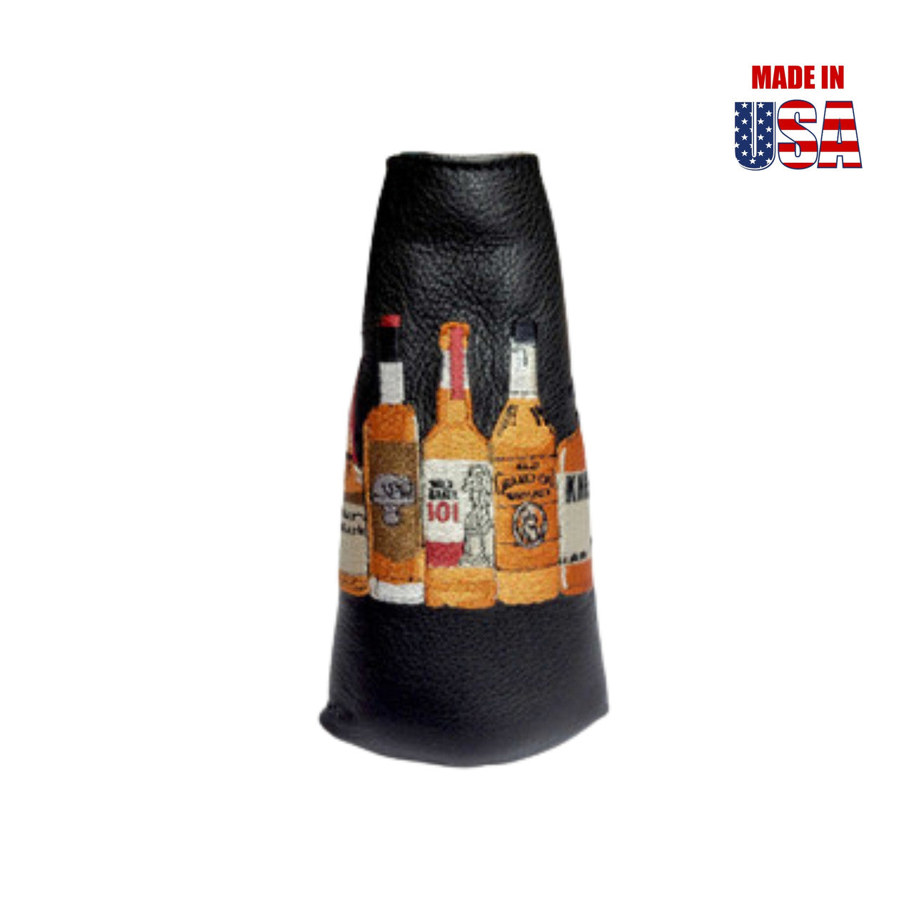 Blade Cover in Black American Leather with Beverage Embroidery