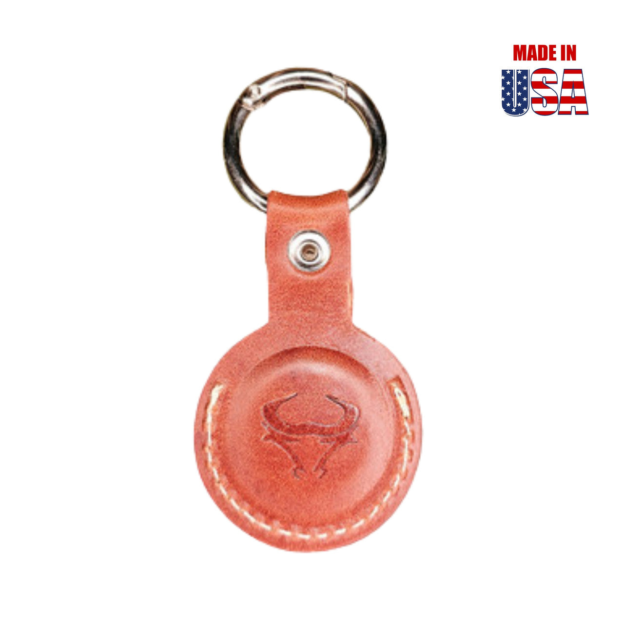 Leather Air Tag Fob with secure carabiner 1