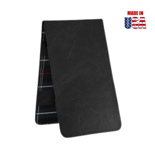 Premium Pull-Up Black Leather Scorecard & Yardage Book Holder