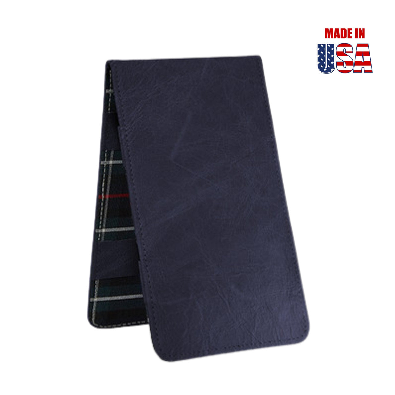 Premium Pull-Up Navy Blue Leather Scorecard & Yardage Book Holder