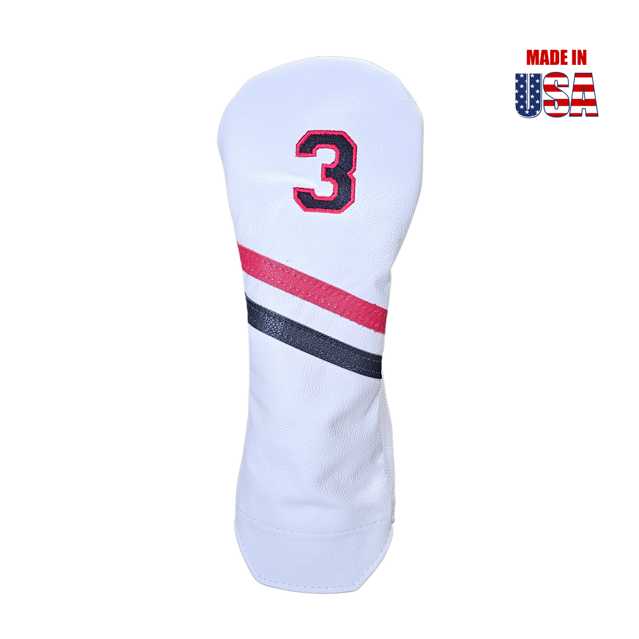 #3 Fairway White with Red/Black Stripe Black Embroidery with Red Outline