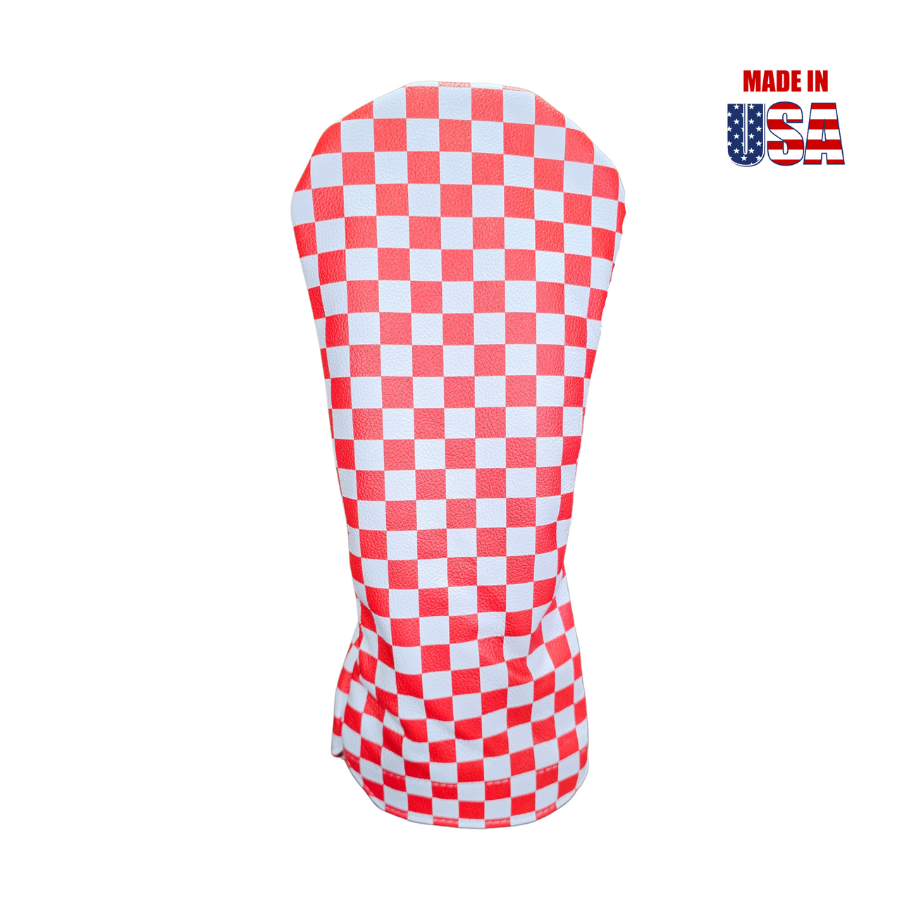 Red and White Checkerboard Leather Driver Headcover