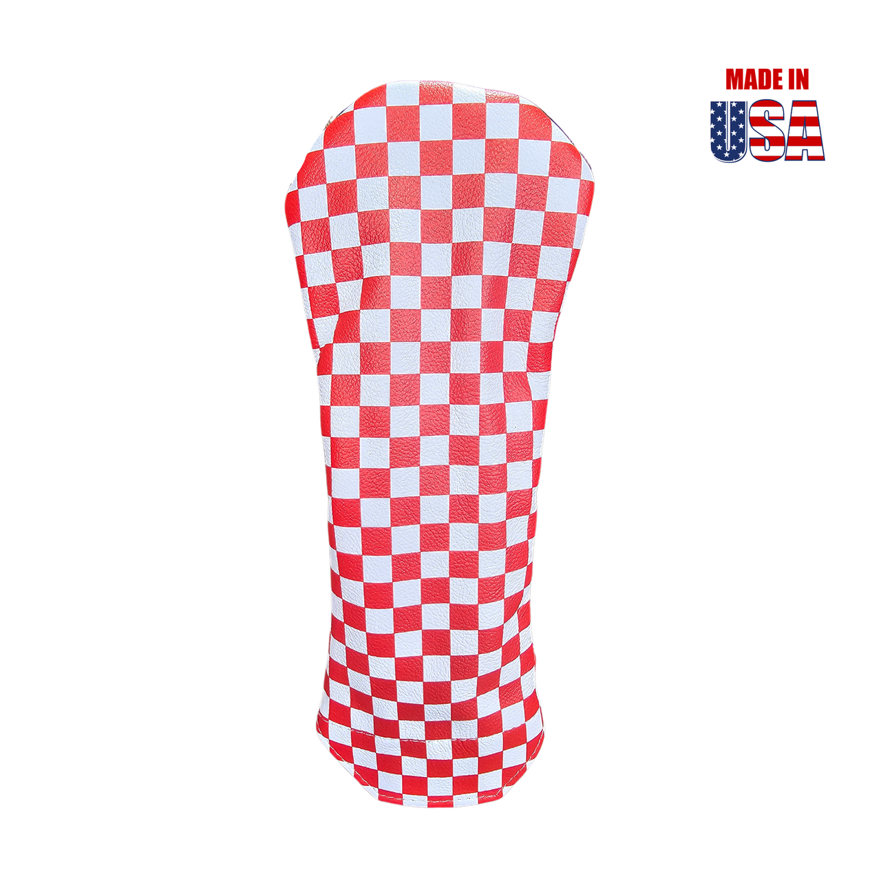 Red and White Checkerboard Leather Fairway Headcover