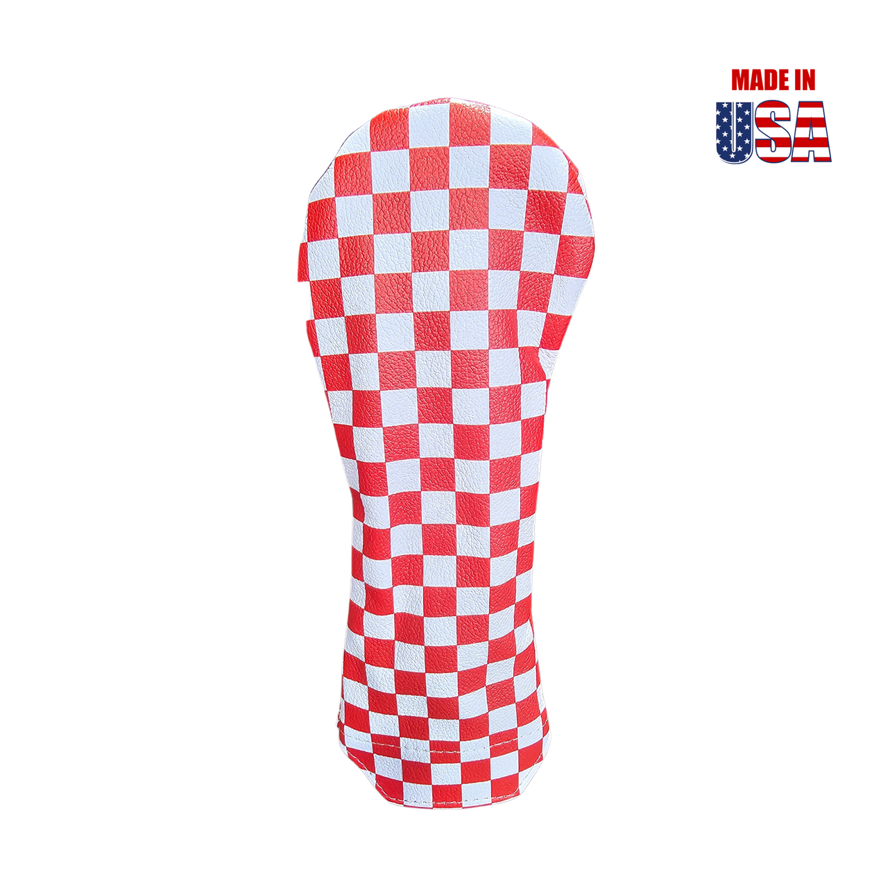 Red and White Checkerboard Leather Hybrid Headcover