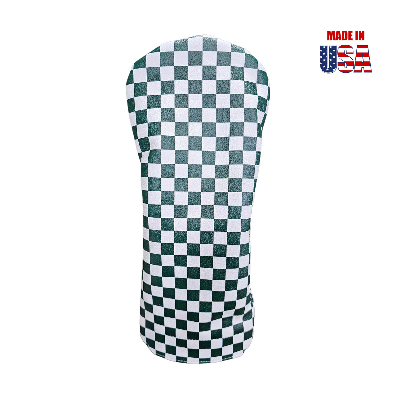 Green and White Checkerboard Leather Driver Headcover