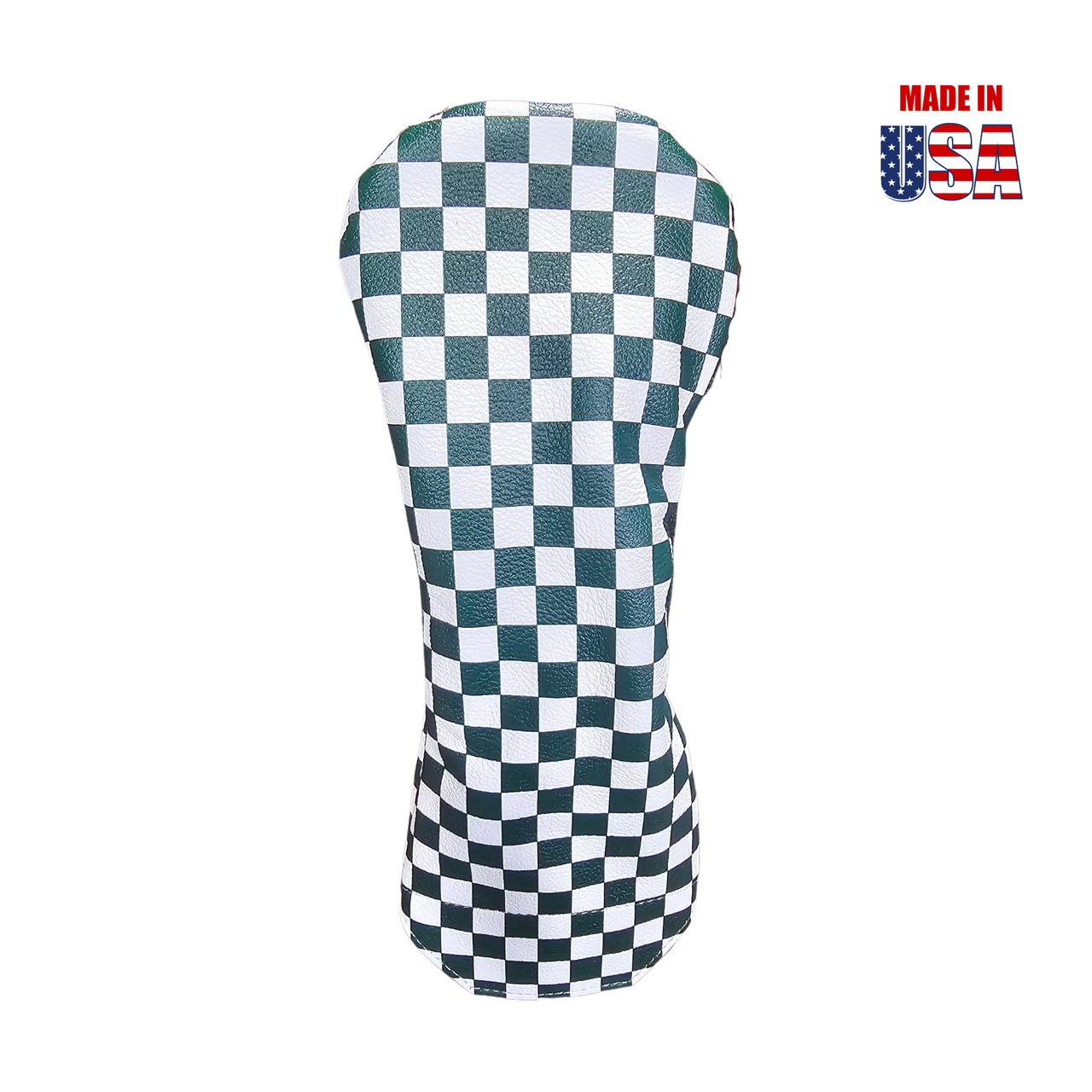 Green and White Checkerboard Leather Fairway Headcover