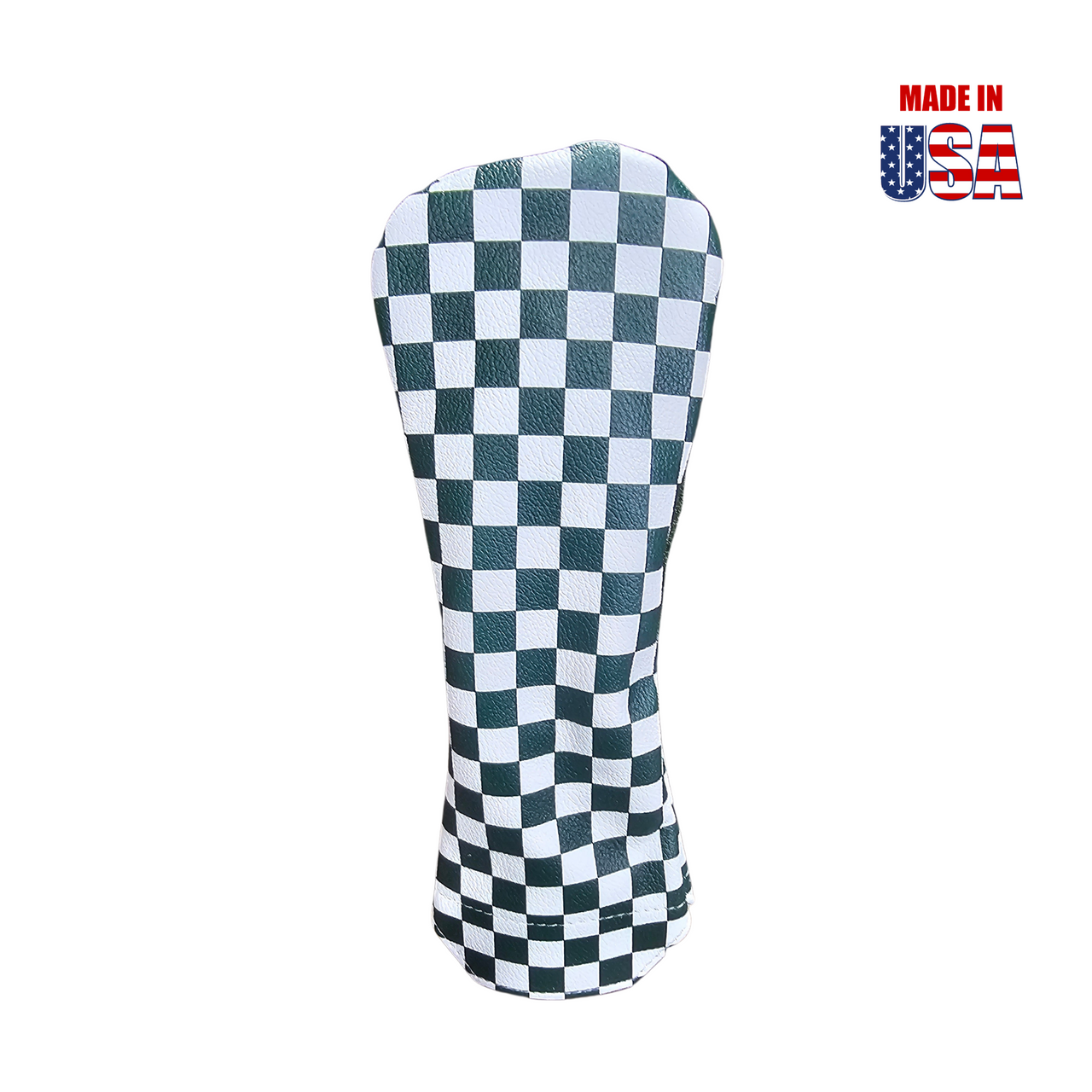 Green and White Checkerboard Leather Hybrid Headcover
