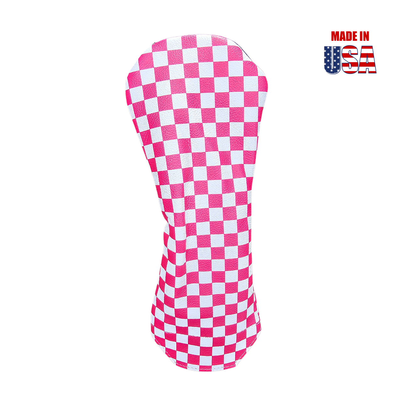 Pink and White Checkerboard Leather Fairway Headcover