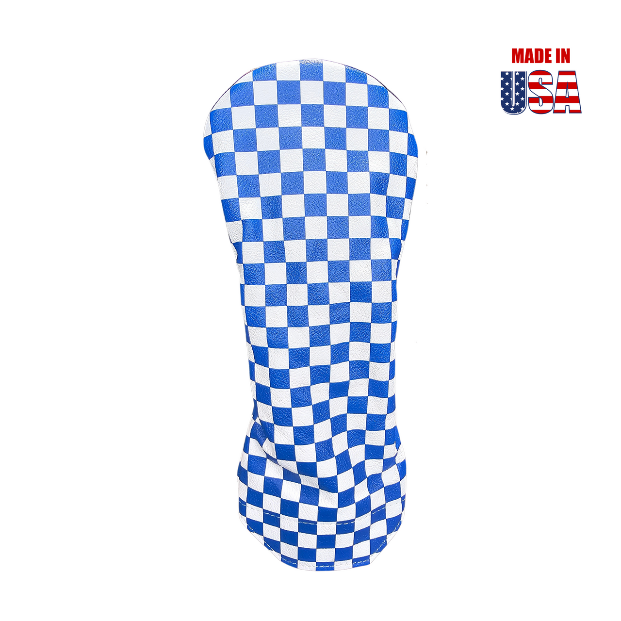 Blue and White Checkerboard Leather Fairway Headcover