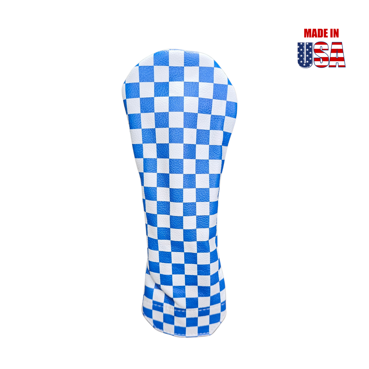 Blue and White Checkerboard Leather Hybrid Headcover