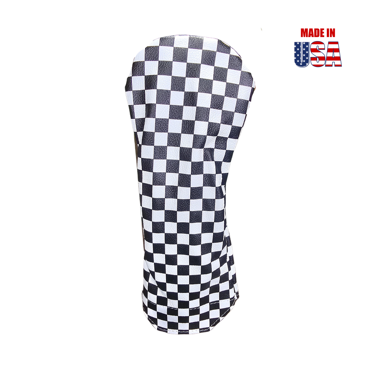 Black and White Checkerboard Leather Fairway Headcover