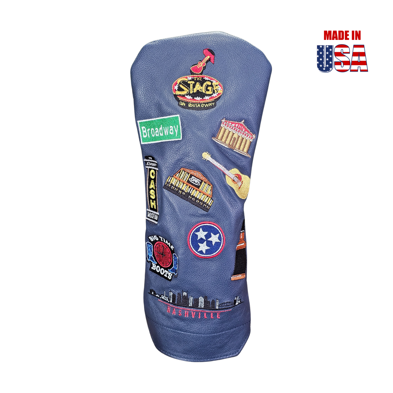 Nashville Sounds and Spots Mural Leather Headcover Navy Driver