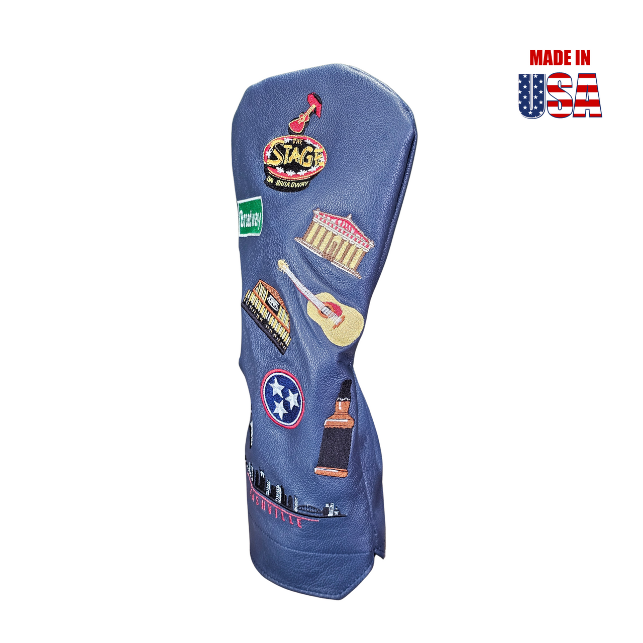 Nashville Sounds and Spots Mural Leather Headcover Navy Driver2