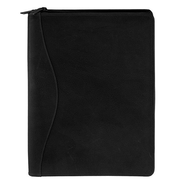 Black Colombian Leather Zipper Portfolio