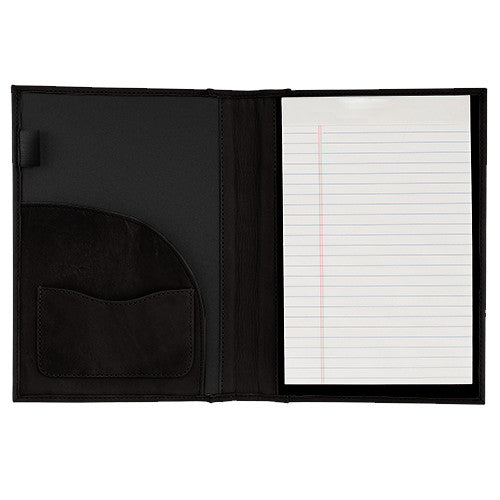 Black Colombian Leather Small Desk Portfolio Opened