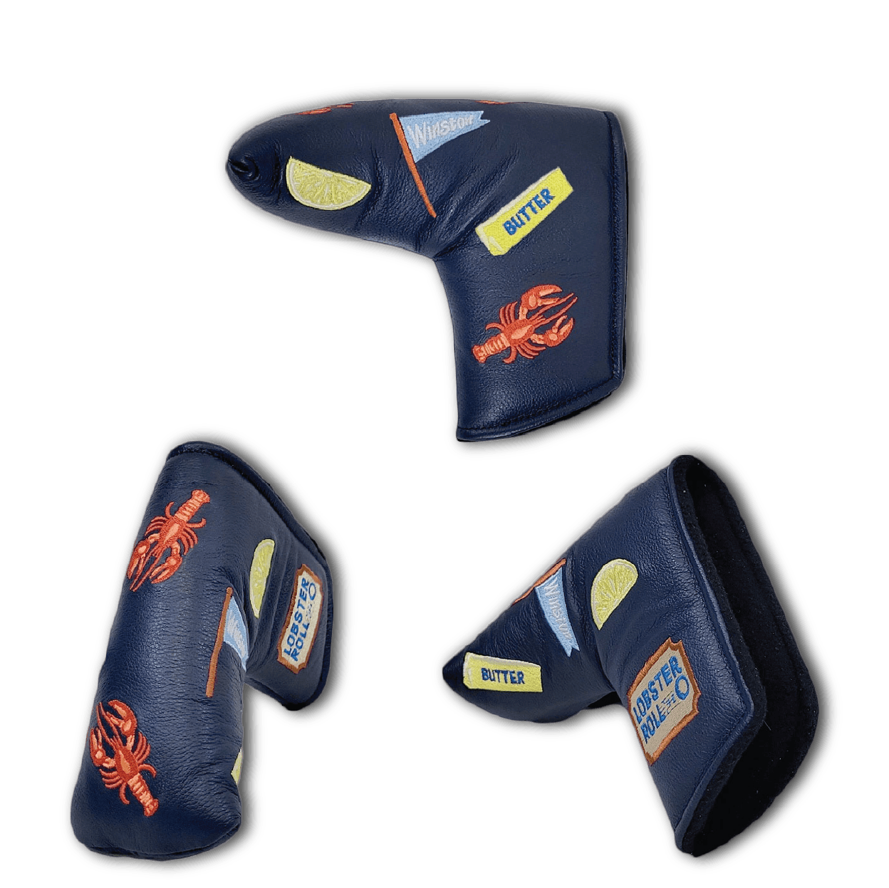 Lobster Roll Blade Leather Headcover - Navy