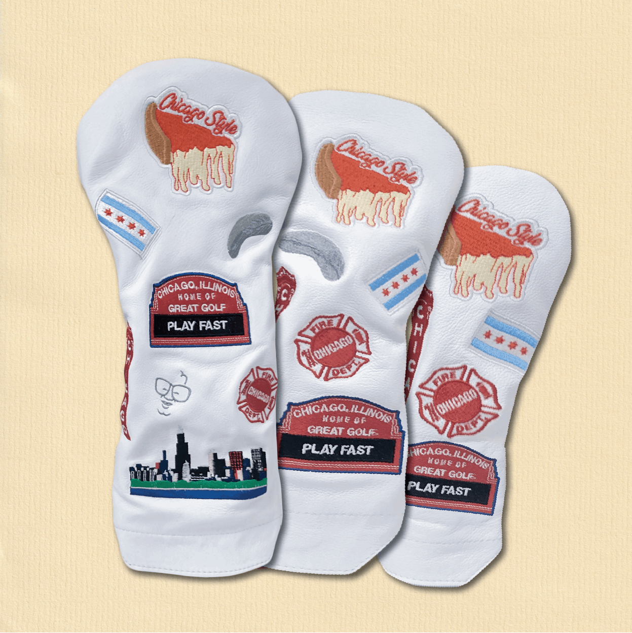 Chicago Cub Style Mural Leather Golf Headcovers