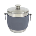 Stainless Ice Bucket with Tradition Leather Wrap - Grey