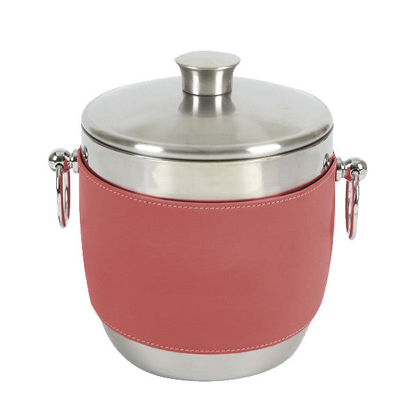 Island Red American Leather Wrap on Stainless Steel Ice Bucket