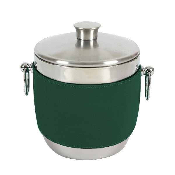 Kelly Green American Leather Wrap on Stainless Steel Ice Bucket