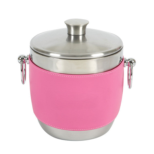 Pink American Leather Wrap on Stainless Steel Ice Bucket