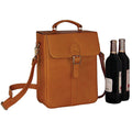 Deluxe Two Bottle Wine Carrier in Colombian Leather - Tan