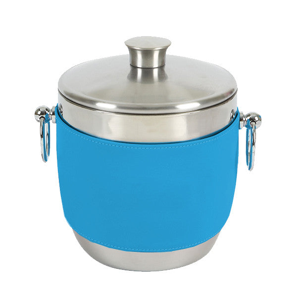 Turquoise American Leather Wrap on Stainless Steel Ice Bucket