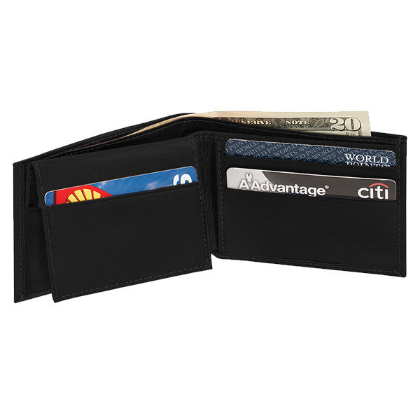 Black Colombian Leather Pass Case Wallet Opened