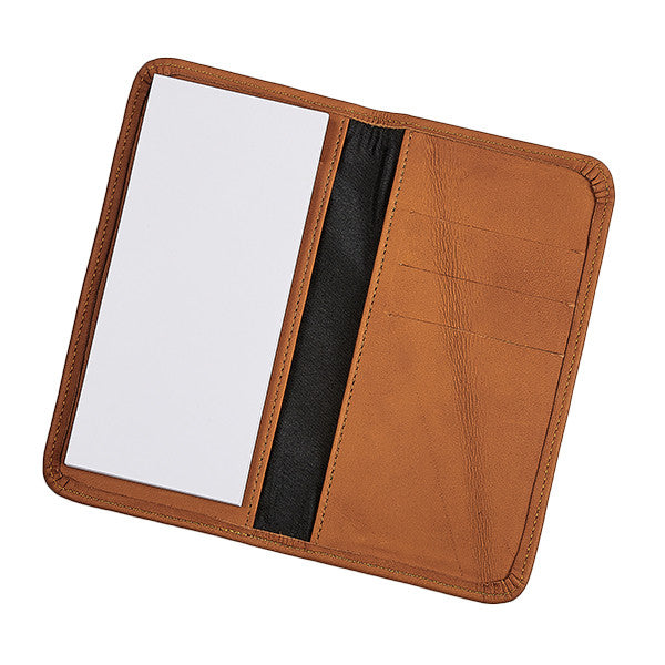 Tan Colombian Leather Pocket Manager Opened