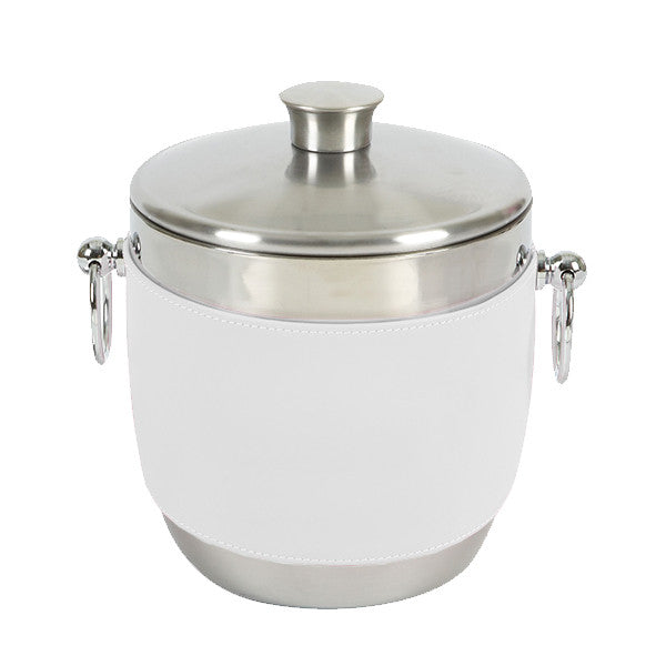 White American Leather Wrap on Stainless Steel Ice Bucket