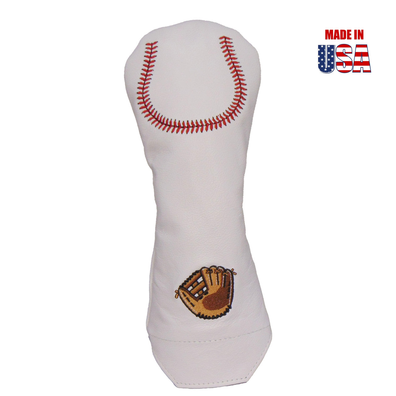Baseball Logo's on Driver Headcover in White American Leather