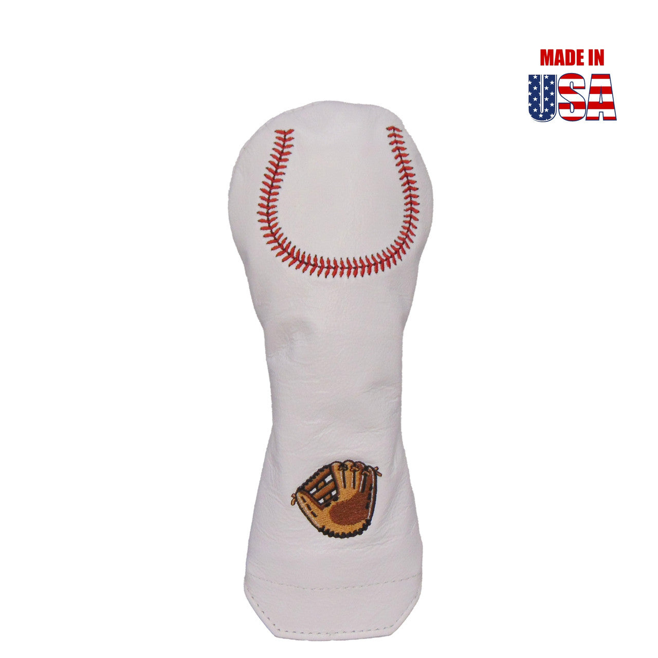 Baseball Logo's on Hybrid Headcover in White American Leather