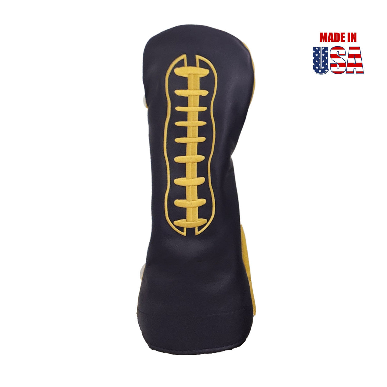 Football Headcovers Maize Laces / Navy Leather