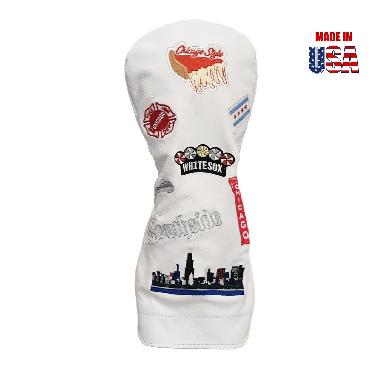 Chicago Mural White Leather Driver Headcover
