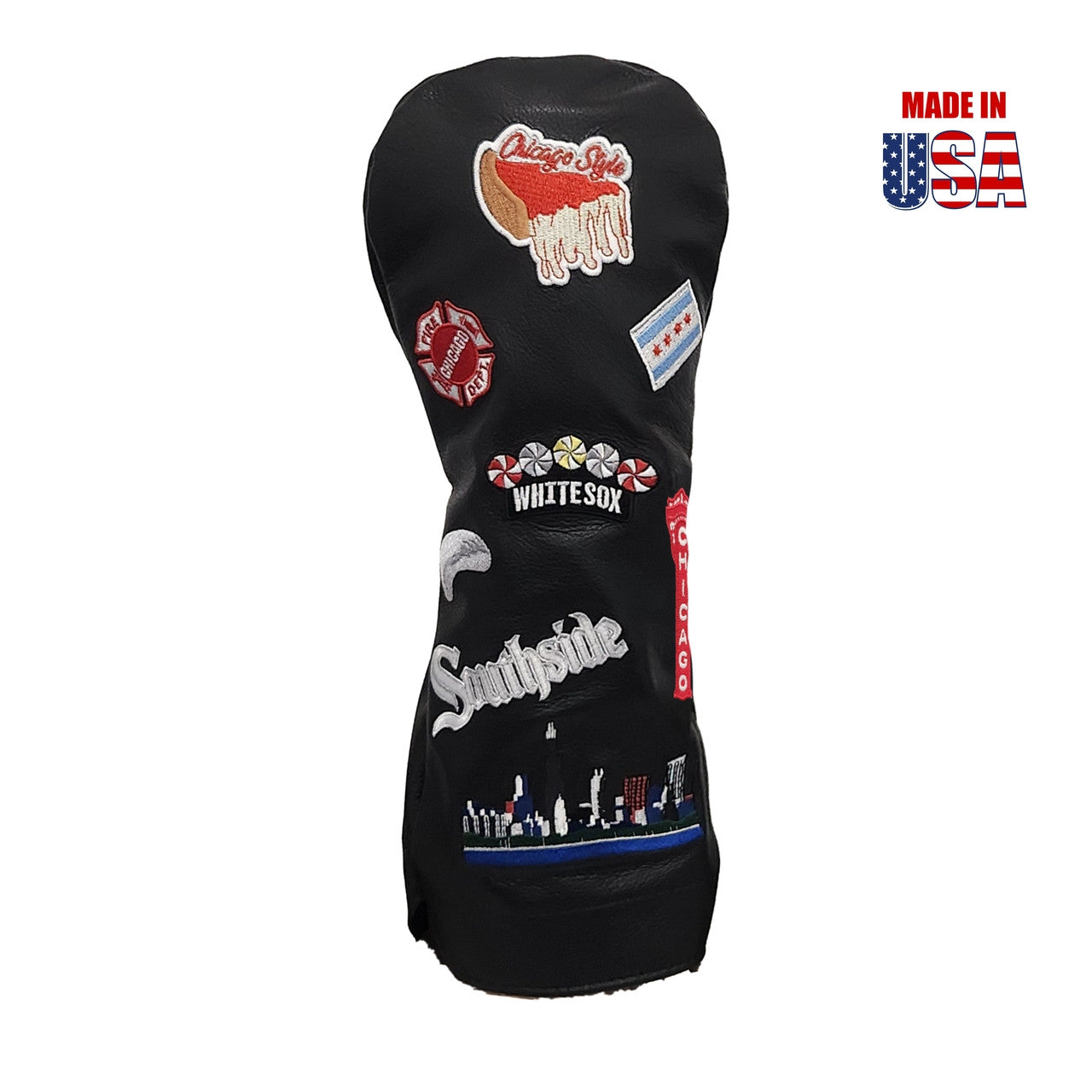 Chicago Mural Black Leather Driver Headcover