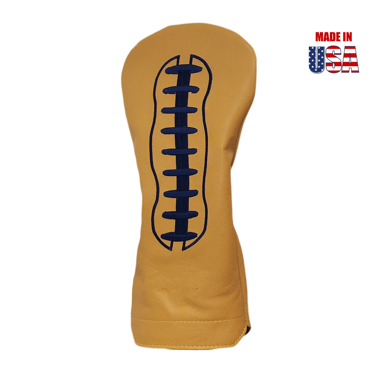 Football Headcovers Navy Laces / Classic Gold Leather