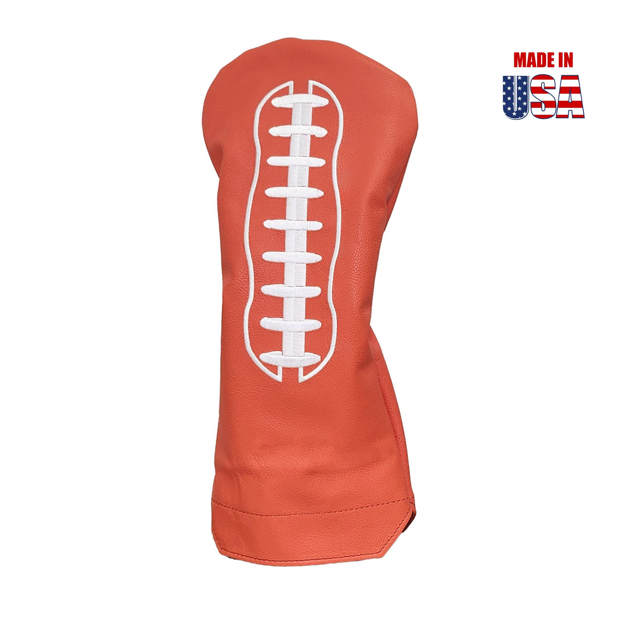 Football Headcovers White Laces / Orange Leather