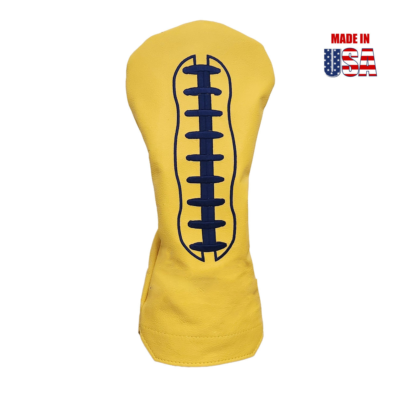Football Headcovers Navy laces / Yellow Leather