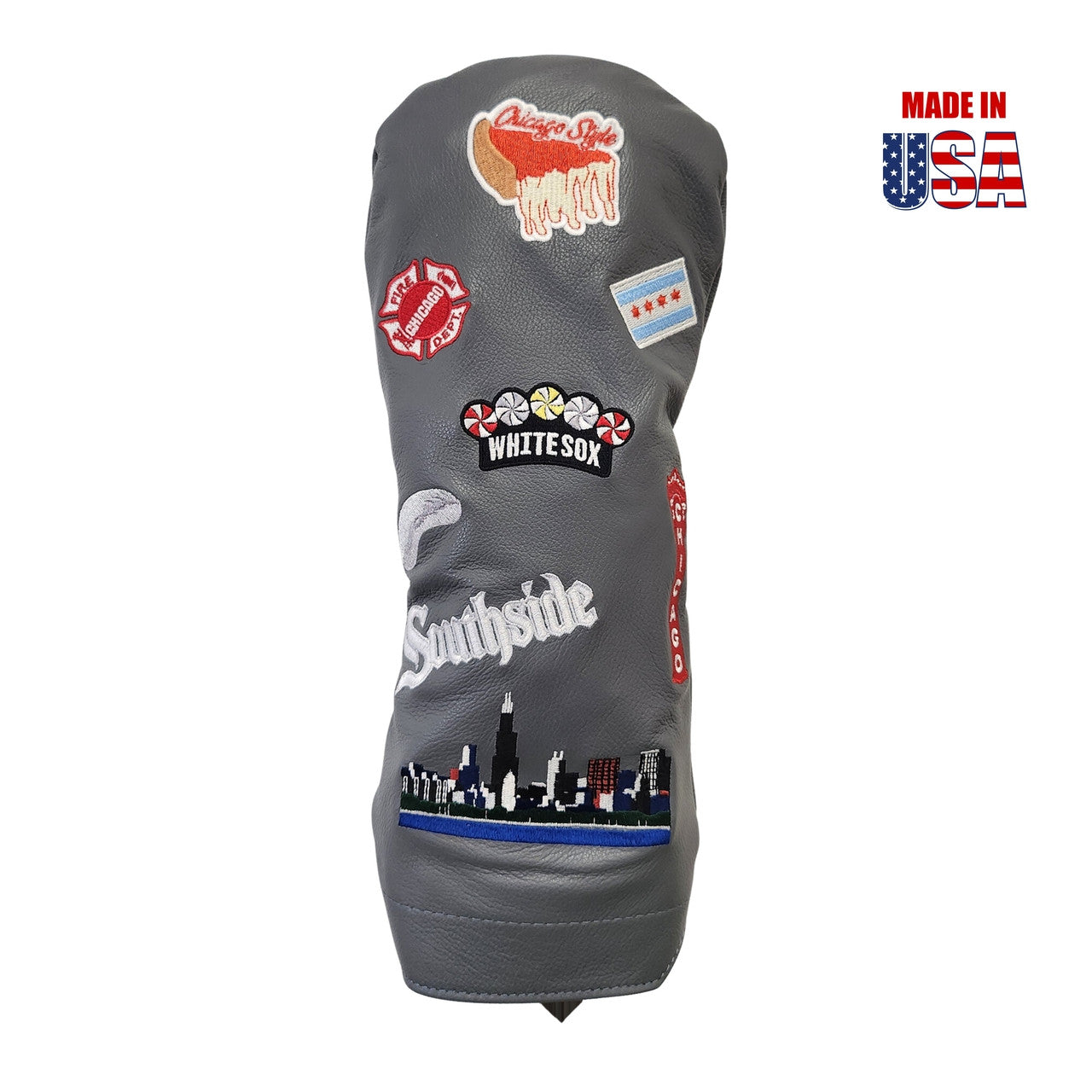 Chicago Mural Gray Leather Driver Headcover